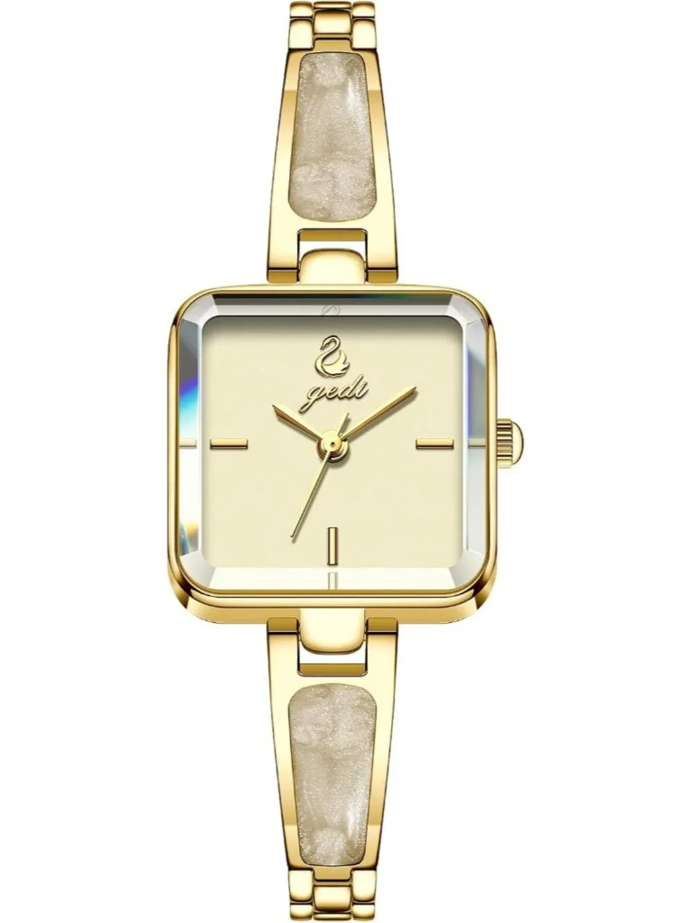 Women's Gold Small Minimalist Square Bracelet Classic Elegant Quartz Wrist Watch